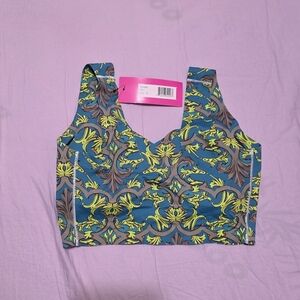 EBY Wireless Seamless Bralette Piki Aqua Royal Brocade Design Size Small NWT New